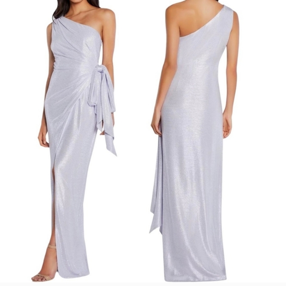 One Shoulder lavender wedding guest gown. One shoulder Bridesmaids dress - Picture 5 of 5